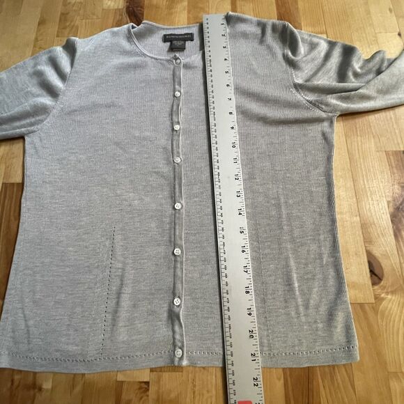Banana Republic Cardigan Gray Button Down Silk Womens SZ Large - Picture 7 of 10